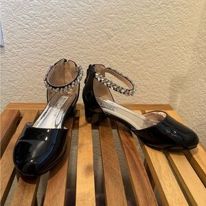 Elegant Black Girl’s Shoes with Ankle Strap